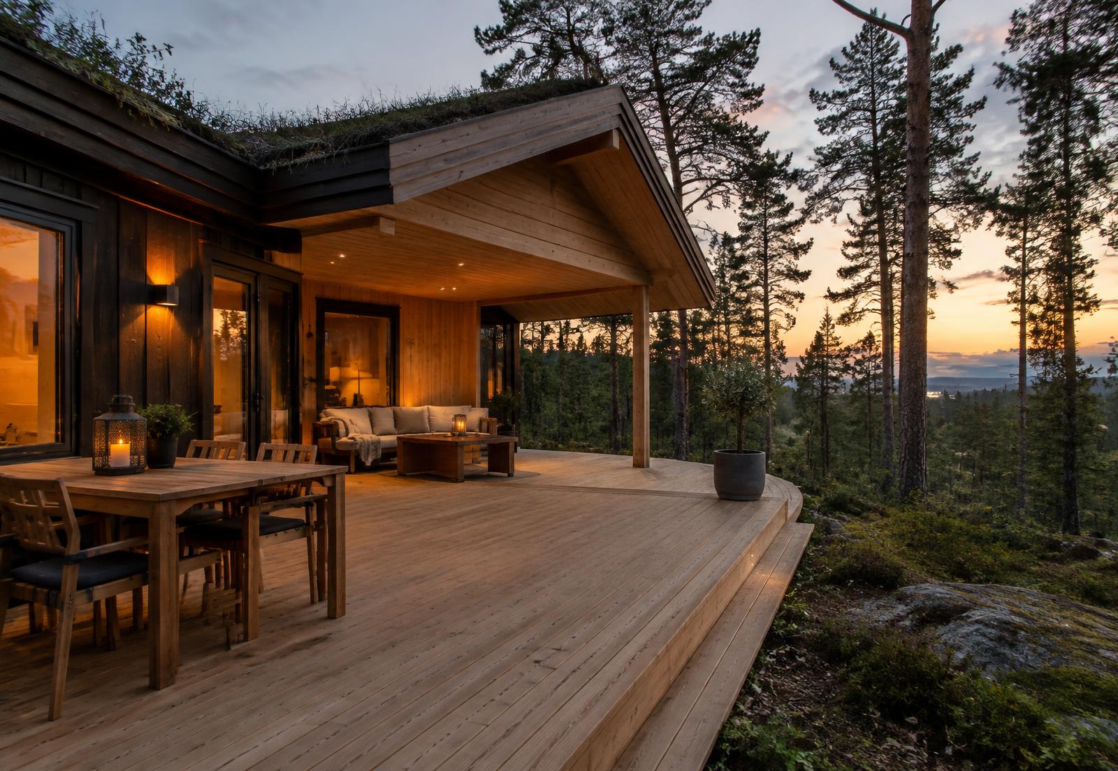 Terrasse ved skogkanten
